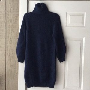 Iris & Ink Navy Rib Turtleneck Sweater Dress Sz M